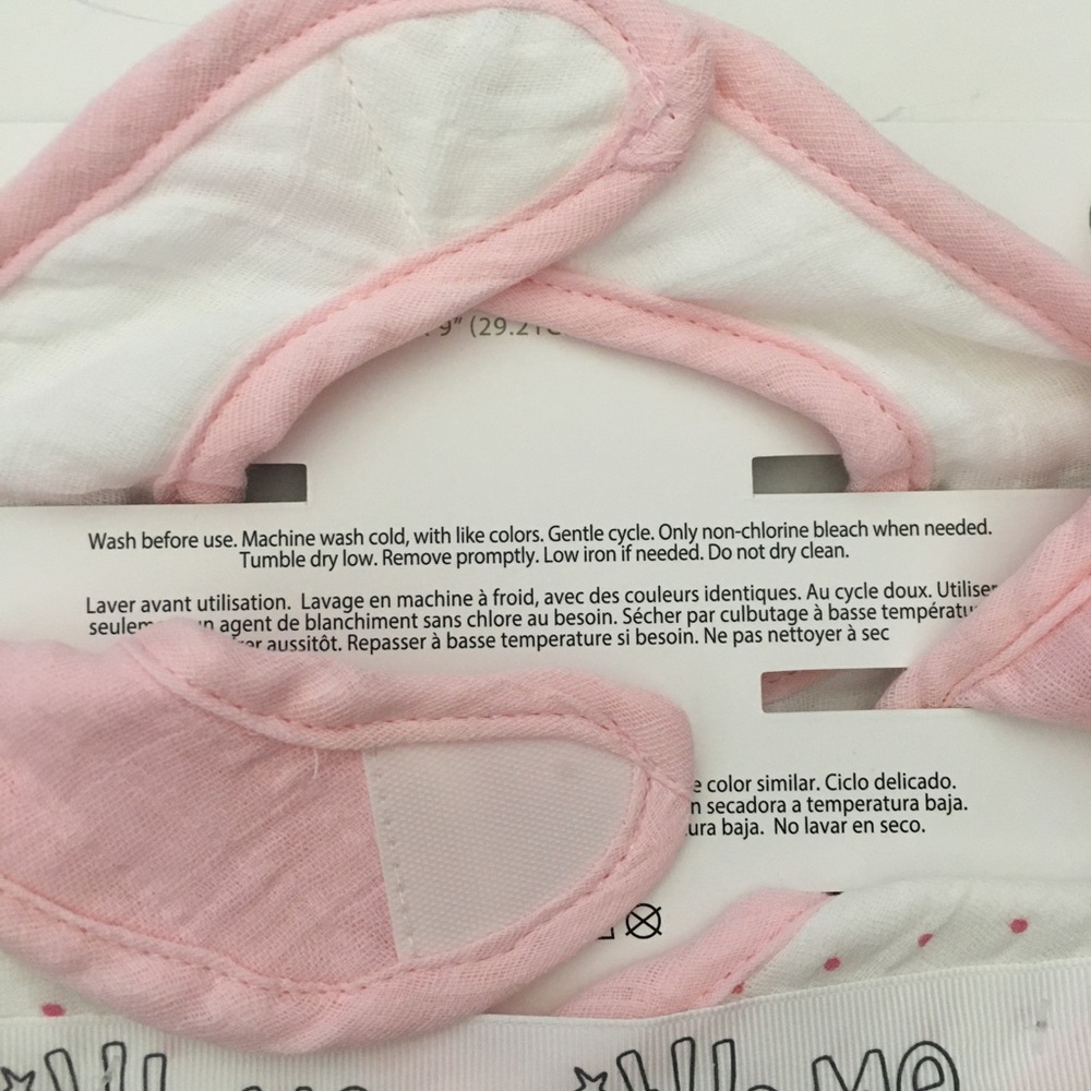 NEW Cotton Muslin Bib Set of 3 Floral Pink Print | Little Me - Picture 7 of 8